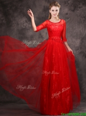 Latest Applique and Beaded Red Dama Dresses in Tulle and Lace