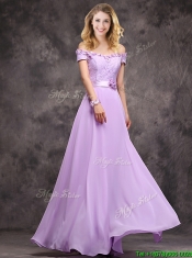 Latest Off The Shoulder Long Dama Dresses with Hand Made Flowers