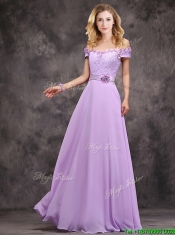 Latest Off The Shoulder Long Dama Dresses with Hand Made Flowers