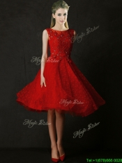 Modern Bateau Beaded and Applique Dama Dresses with Polka Dot