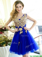 Modest V Neck Short Dama Dresses with Rhinestone and Appliques