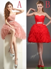 Perfect Really Puffy Red Prom Dresses with Beading and Ruffles