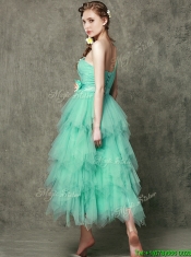 Popular One Shoulder Prom Dresses with Ruffled Layers and Hand Made Flowers
