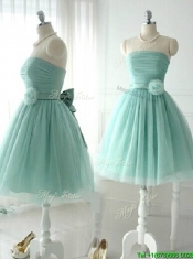 Unique Strapless Tulle Short Dama Dresses with Handcrafted Flower