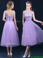 Beautiful See Through Laced and Applique Prom Dresses in Tea Length