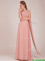 Best Selling Chiffon Peach Long Prom Dresses with Ruching
