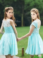 Classical Mint Short Prom Dresses with Appliques and Belt