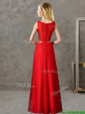 Classical V Neck Red Prom Dresses with Appliques and Beading