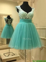 Elegant Deep V Neckline Short Prom Dresses with Lace Elegant Deep V Neckline Short Prom Dresses with Lace