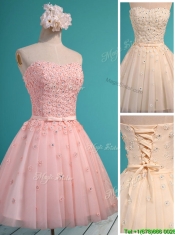 Exquisite Applique and Beaded Sweetheart Prom Dresses in Mini Length