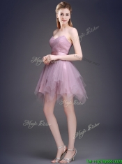 Hot Sale Lavender Short Prom Dresses with Ruffles and Belt