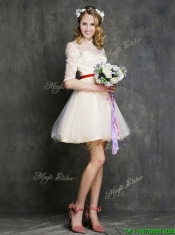 Most Popular Champagne Mini Length Prom Dresses with Belt