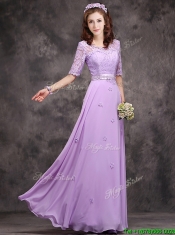 Perfect Applique and Laced Lavender Long Prom Dresses in Chiffon