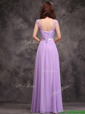 Popular See Through Applique and Laced Dama Dresses in Lavender