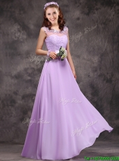 Popular See Through Applique and Laced Dama Dresses in Lavender