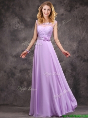 Popular See Through Applique and Laced Dama Dresses in Lavender