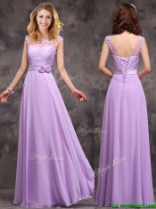 Popular See Through Applique and Laced Dama Dresses in Lavender