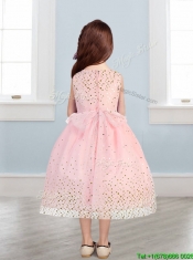 Beautiful Scoop Mini Quinceanera Dress with Hand Made Flowers and Sequins