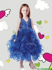 Best Beaded and Ruffled Halter Top Mini Quinceanera Dresses in Tea Length