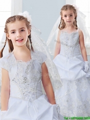 Best Spaghetti Straps Flower Girl Dress with Lace and Pick Ups
