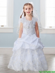 Best Spaghetti Straps Flower Girl Dress with Lace and Pick Ups