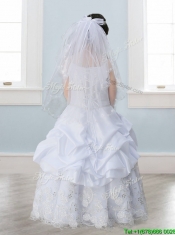 Best Spaghetti Straps Flower Girl Dress with Lace and Pick Ups