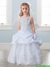 Best Spaghetti Straps Flower Girl Dress with Lace and Pick Ups