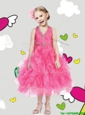 Cheap Halter Top Little Girl Pageant Dress with Beading and Ruffles
