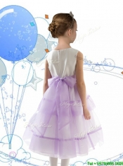 Discount Scoop Organza Flower Girl Dress with Hand Made Flowers and Ruffled Layers