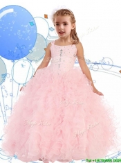 Elegant Straps Beading and Ruffles Mini Quinceanera Dress in Apple Green