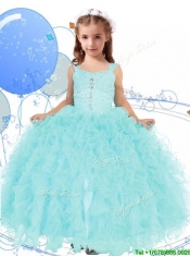 Elegant Straps Beading and Ruffles Mini Quinceanera Dress in Apple Green