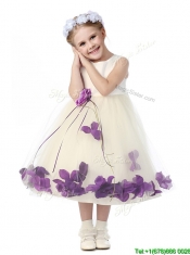 Gorgeous Scoop Mini Quinceanera Dress with Purple Hand Made Flowers and Appliques