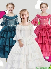 Gorgeous Spaghetti Straps Three Fourth Length Sleeves Mini Quinceanera Dresses with Lace and Ruffled Layers