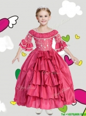 Gorgeous Spaghetti Straps Three Fourth Length Sleeves Mini Quinceanera Dresses with Lace and Ruffled Layers