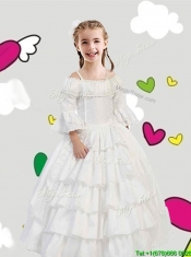 Gorgeous Spaghetti Straps Three Fourth Length Sleeves Mini Quinceanera Dresses with Lace and Ruffled Layers