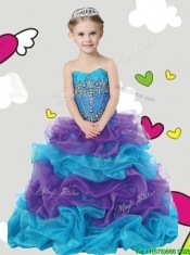 Lovely Beaded and Ruffled Mini Quinceanera Dress with Puffy Skirt
