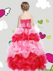 Lovely Beaded and Ruffled Mini Quinceanera Dress with Puffy Skirt