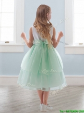 Lovely Scoop Hand Made Flowers and Ruffled Layers Mini Quinceanera Dresses in Tea-length