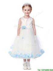 Perfect Scoop Mini Quinceanera Dress with Aqua Blue Hand Made Flowers