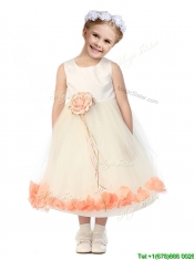 Popular Scoop Tulle Mini Quinceanera Dress with Hand Made Flowers and Appliques