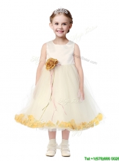 Popular Scoop Tulle Mini Quinceanera Dress with Hand Made Flowers and Appliques