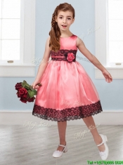 Popular Scoop White Little Girl Pageant Dress with Hand Made Flowers and  Lace