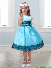 Popular Scoop White Little Girl Pageant Dress with Hand Made Flowers and  Lace