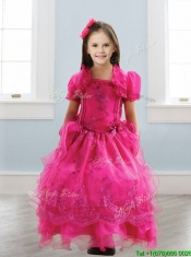Popular Spaghetti Straps Lace and Ruffled Layers Little Girl Pageant Dress in Hot Pink