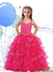 Romantic Straps Little Girl Pageant Dress with Beading and Ruffled Layers
