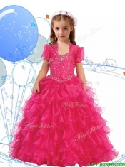 Romantic Straps Little Girl Pageant Dress with Beading and Ruffled Layers
