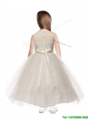 See Through Scoop Appliques See Through Scoop Appliques Flower Girl Dress in Champagne Dress in Champagne