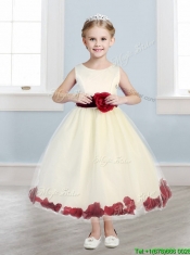 Sweet Scoop Mini Quinceanera Dress with Hand Made Flowers and Appliques