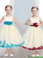 Sweet Scoop Mini Quinceanera Dress with Hand Made Flowers and Appliques
