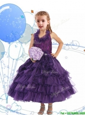 Unique Halter Top Mini Quinceanera Dress with Ruffled Layers